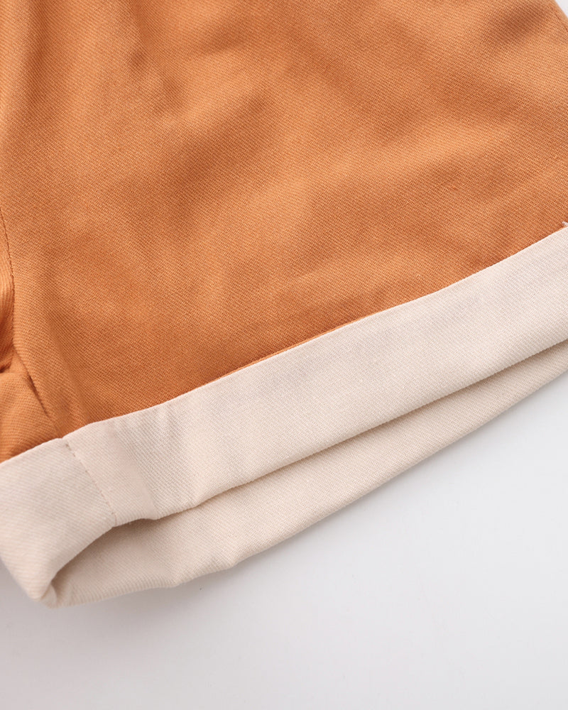 Folded Hem Shorts - Caramel