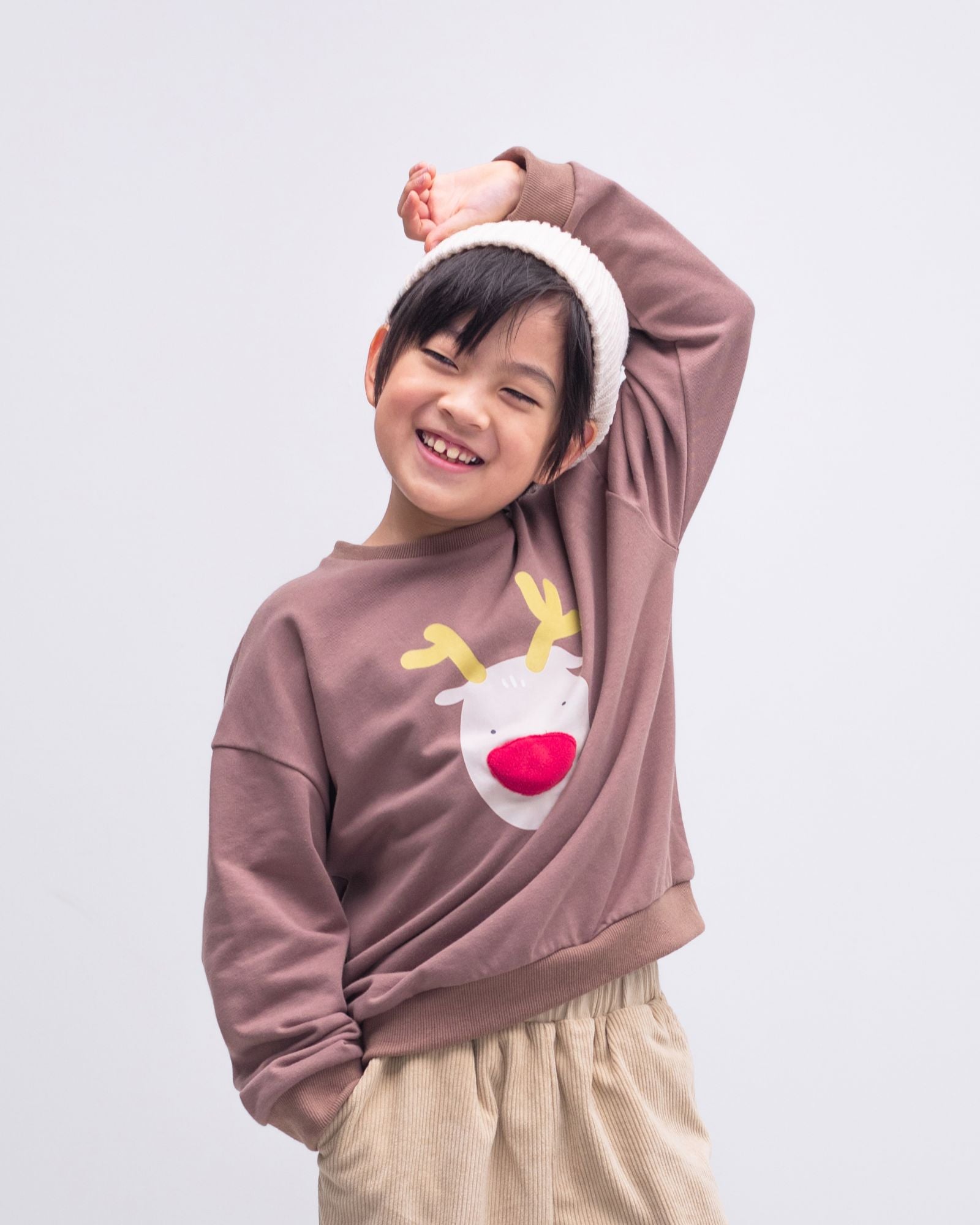 トナカイ オーバーサイズ プルオーバー (子供用 & 大人用)