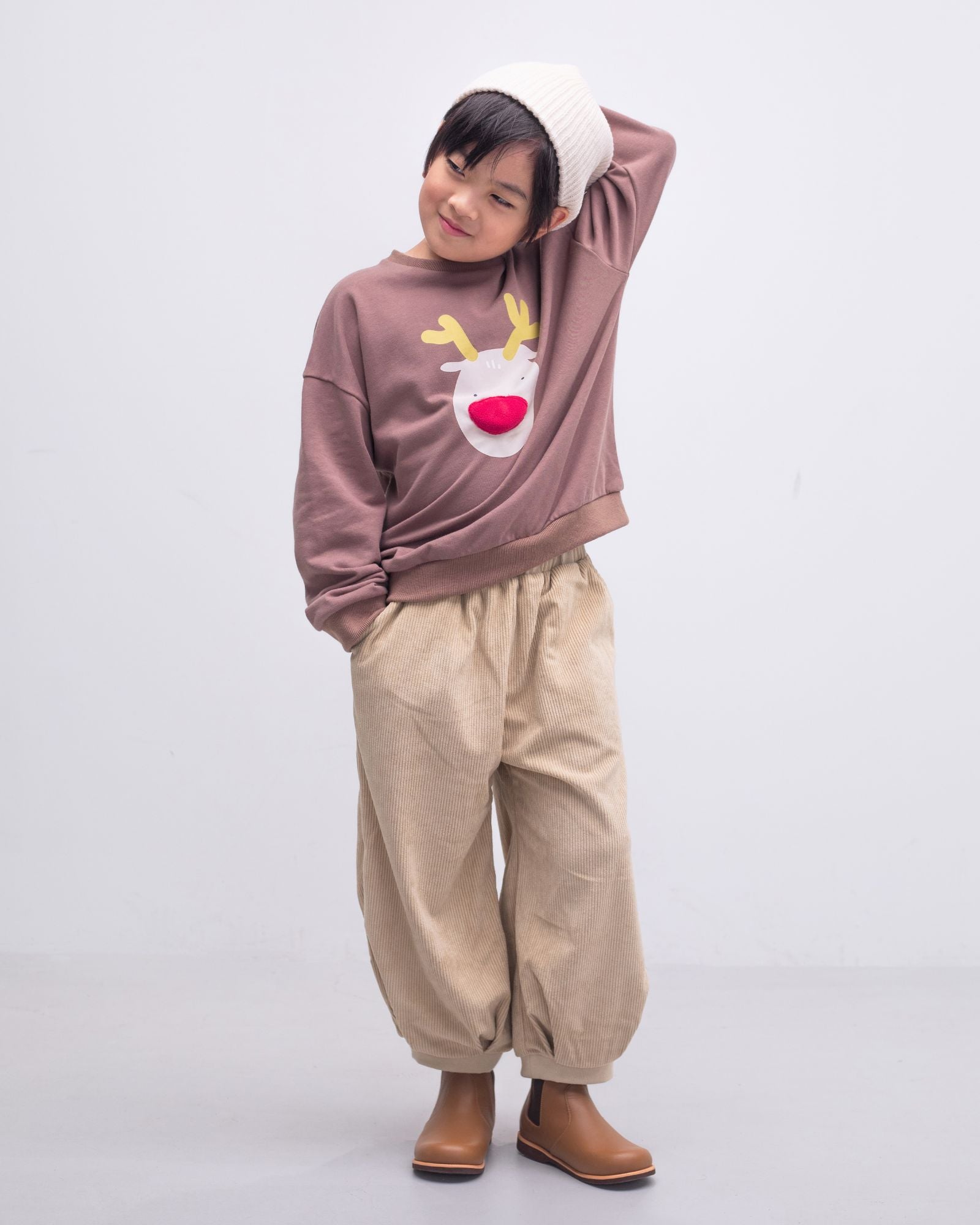 トナカイ オーバーサイズ プルオーバー (子供用 & 大人用)