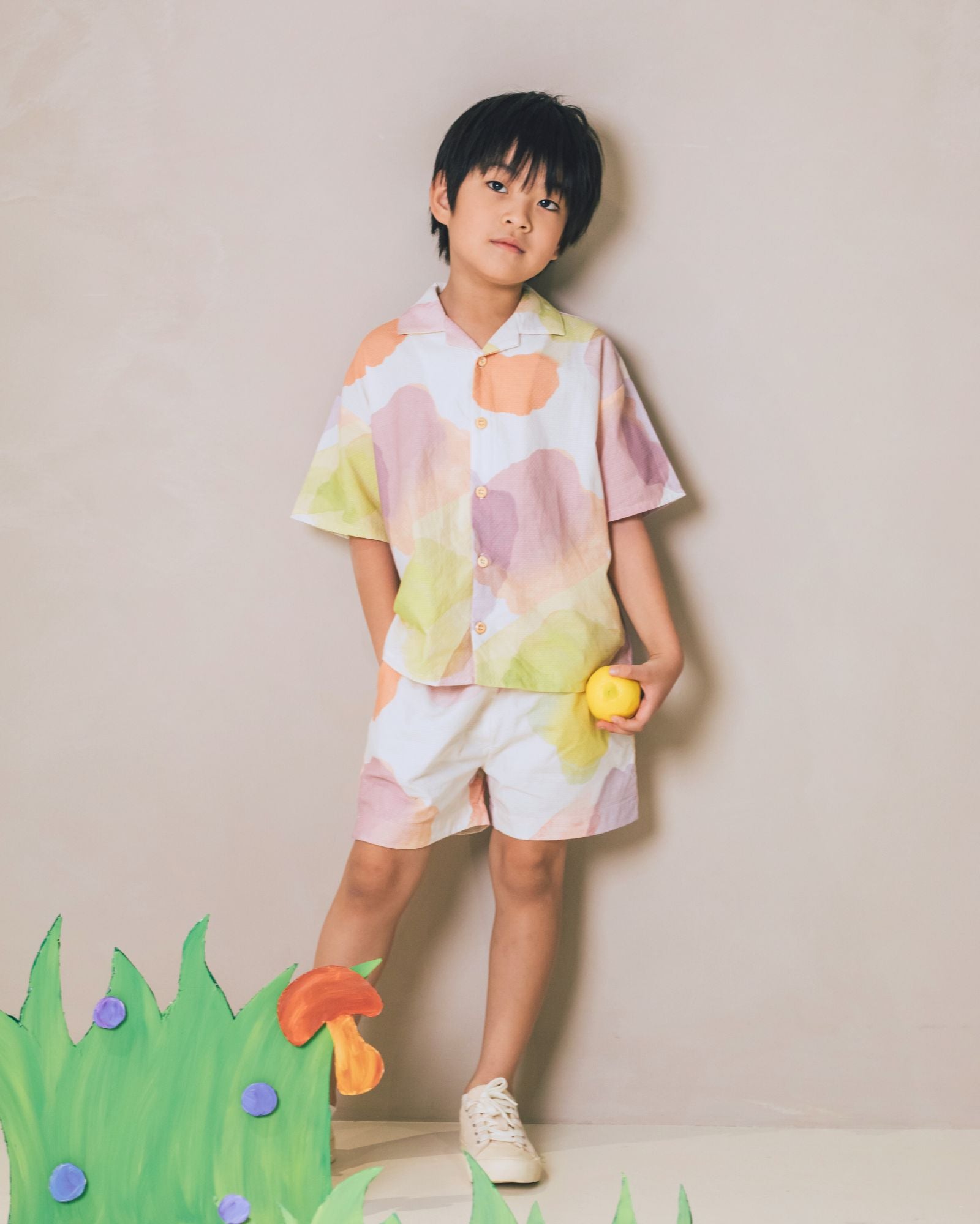 兒童短褲 - 夏日果園印花