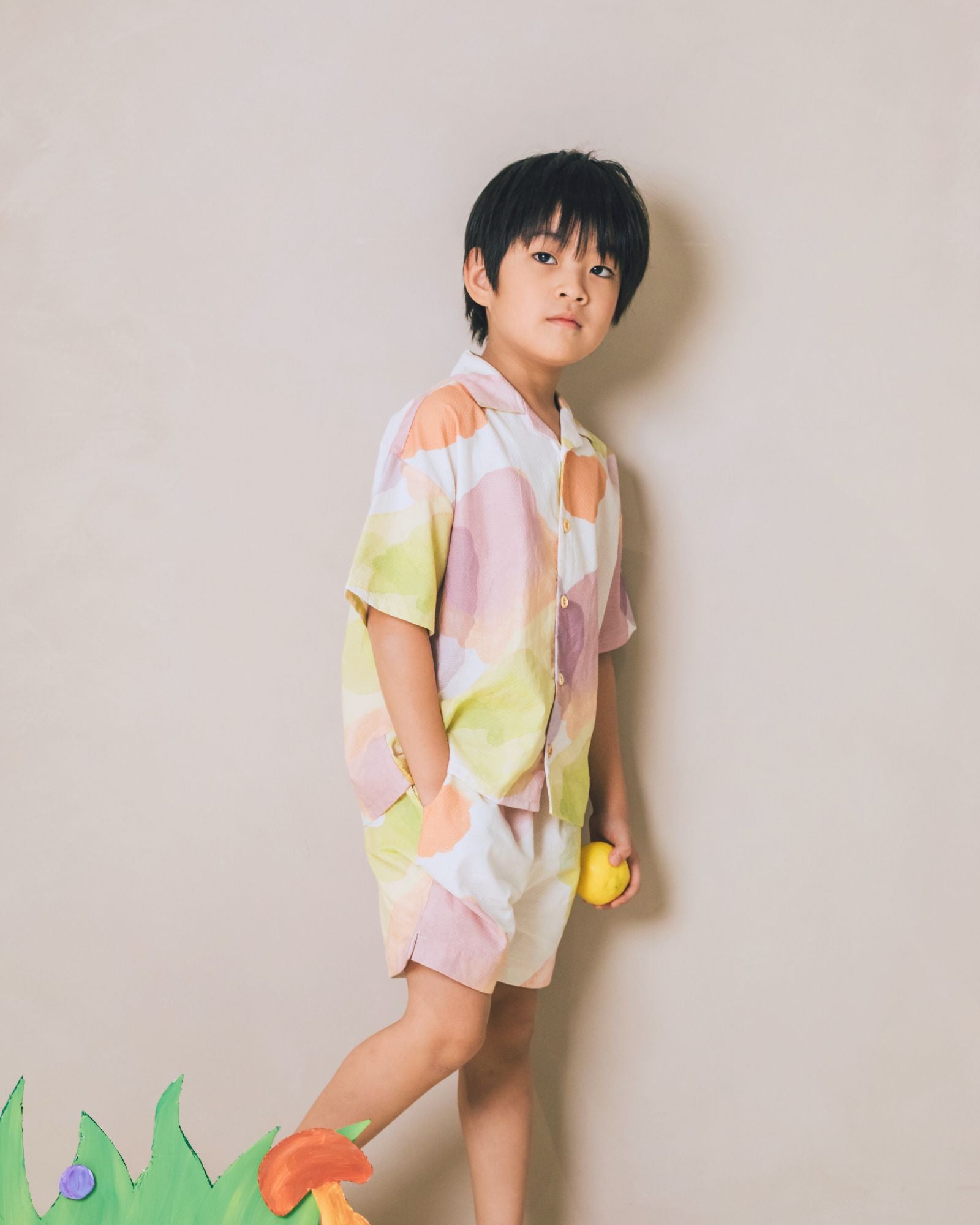 兒童短褲 - 夏日果園印花