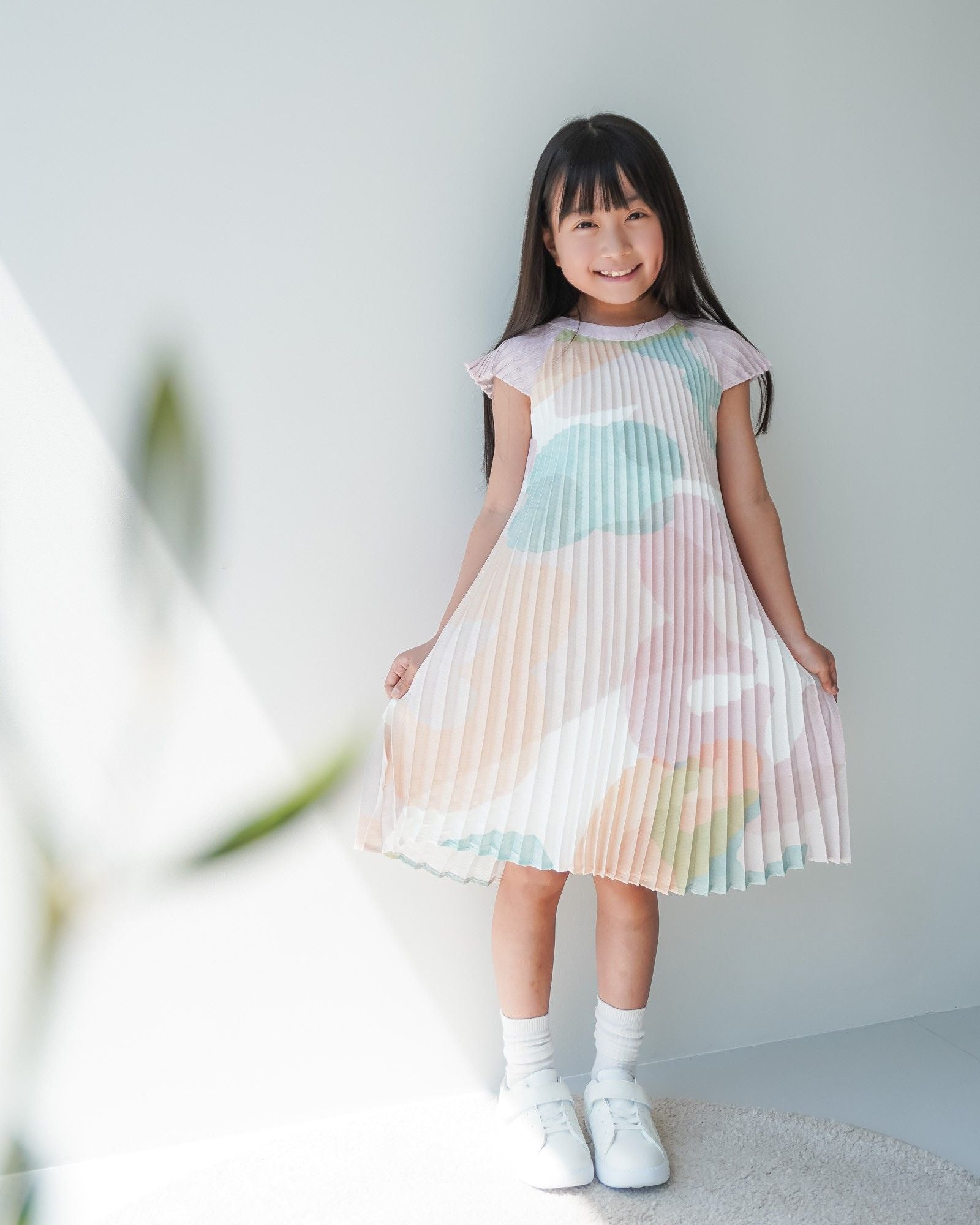 Blissful Blooms Butterfly Pleated Girls Dress