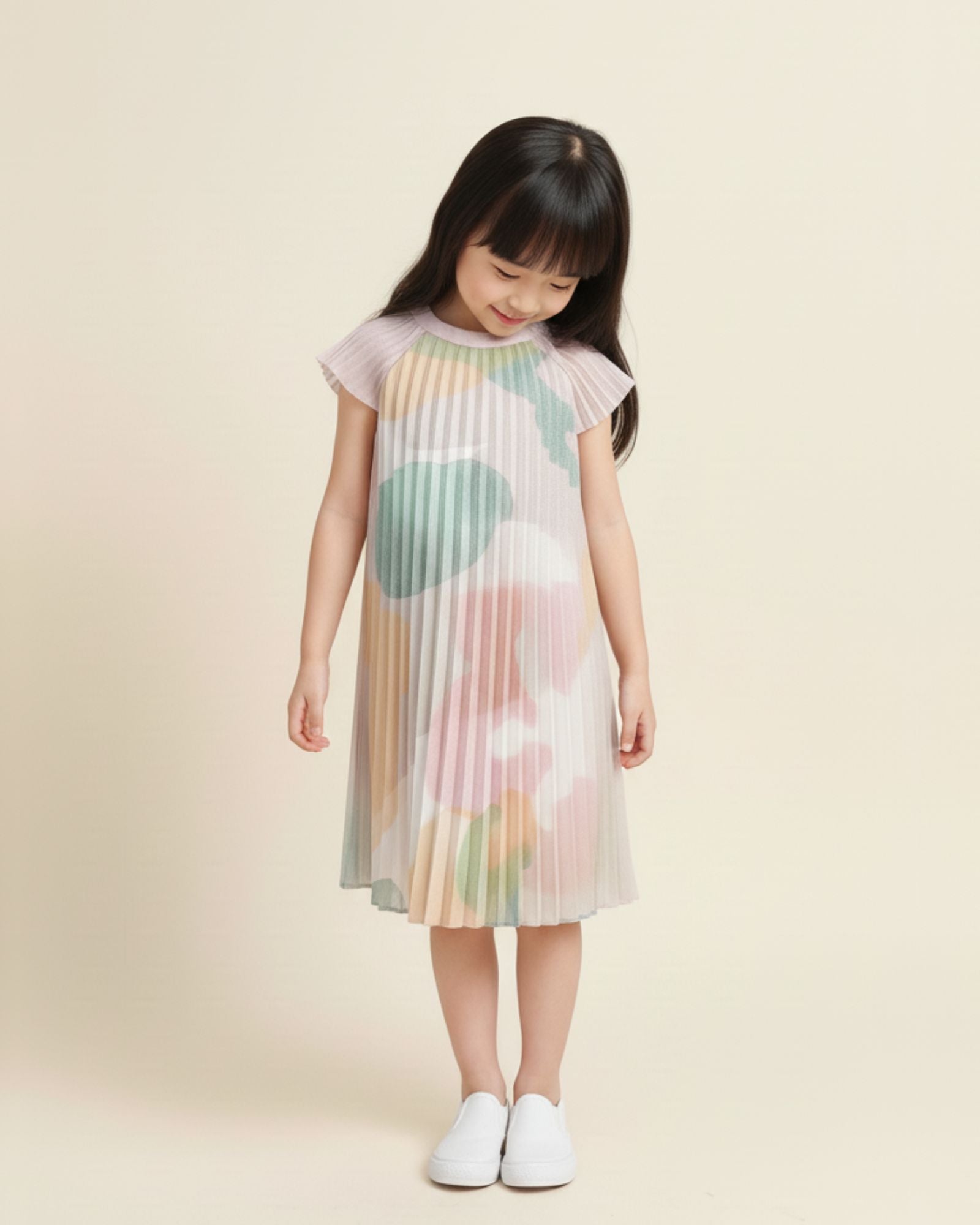 Blissful Blooms Butterfly Pleated Girls Dress
