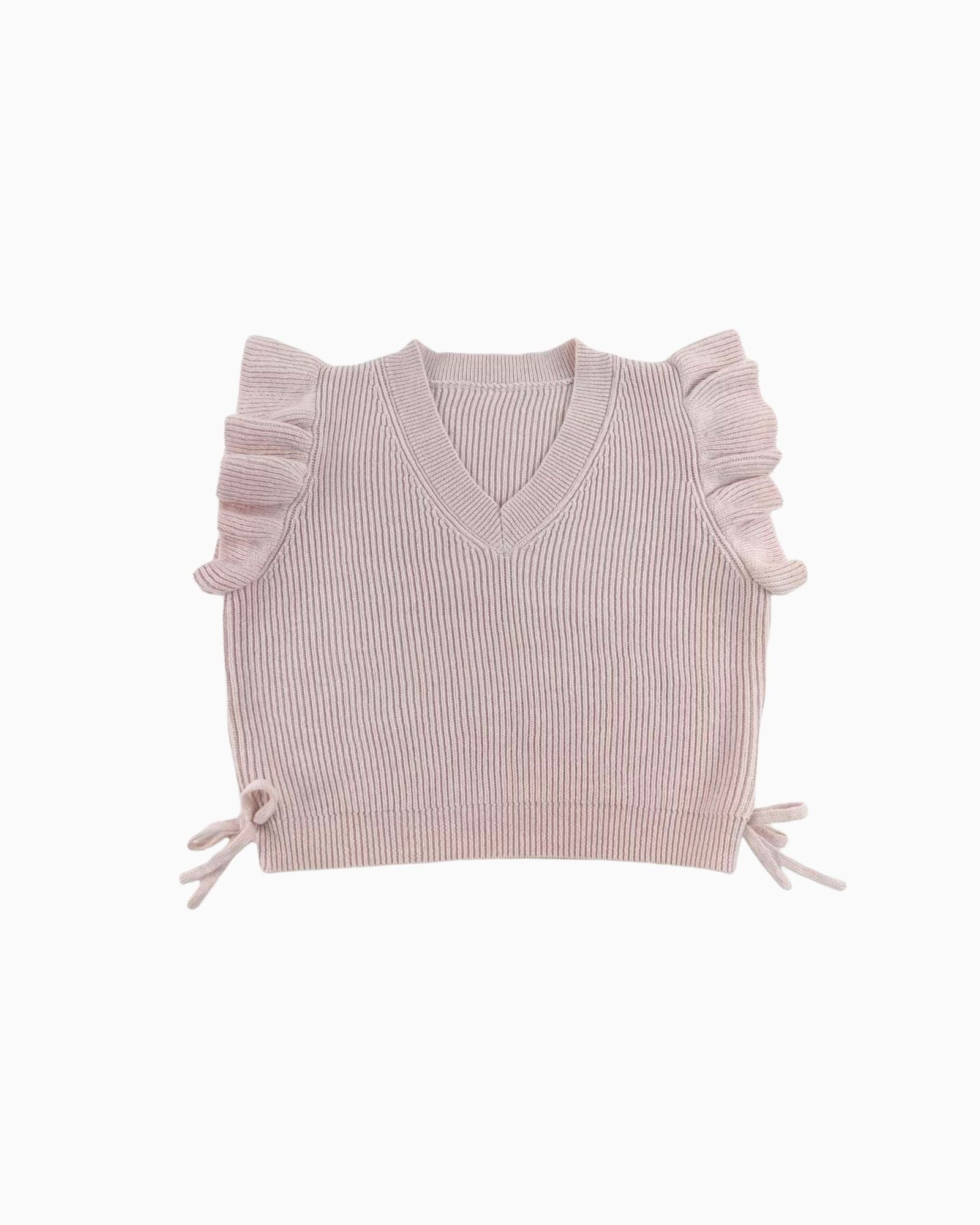 Flutter Ribbon V-neck Knitted Vest (Kids & Adults)