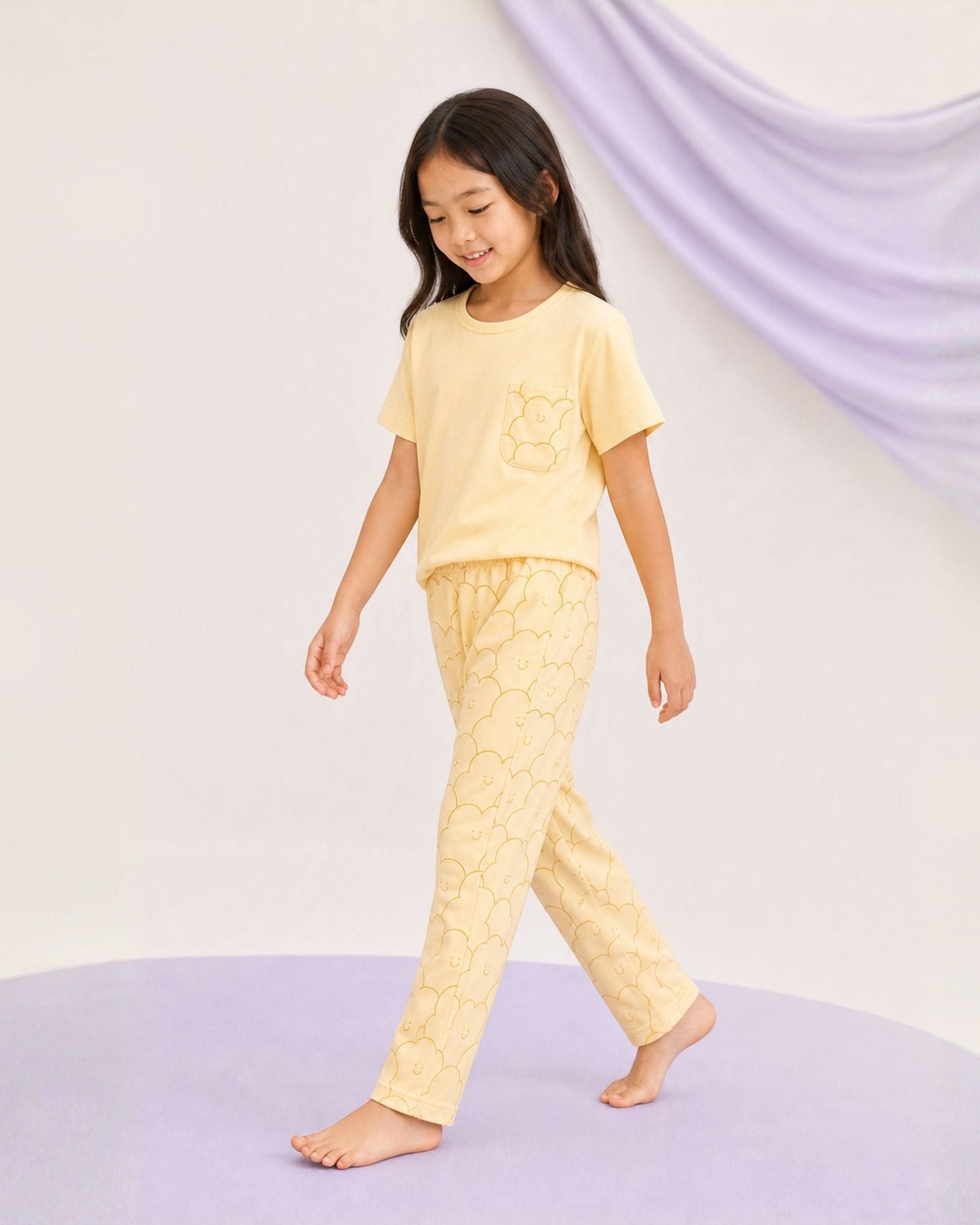 Pre-order: Kids Cloud Pyjamas Set - Banana Sorbet