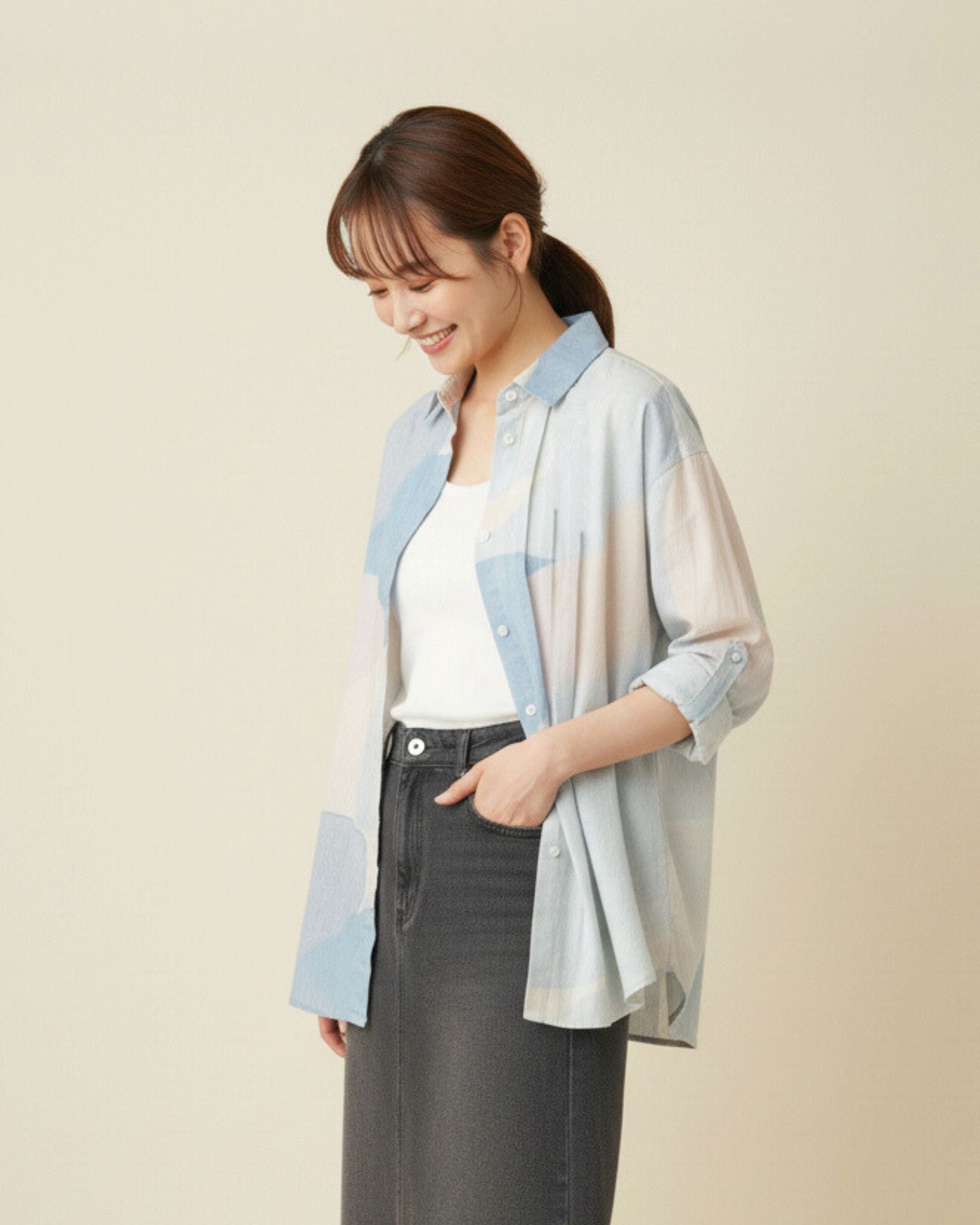 Sunlit Sparks Oversized Moms Collar Shirt