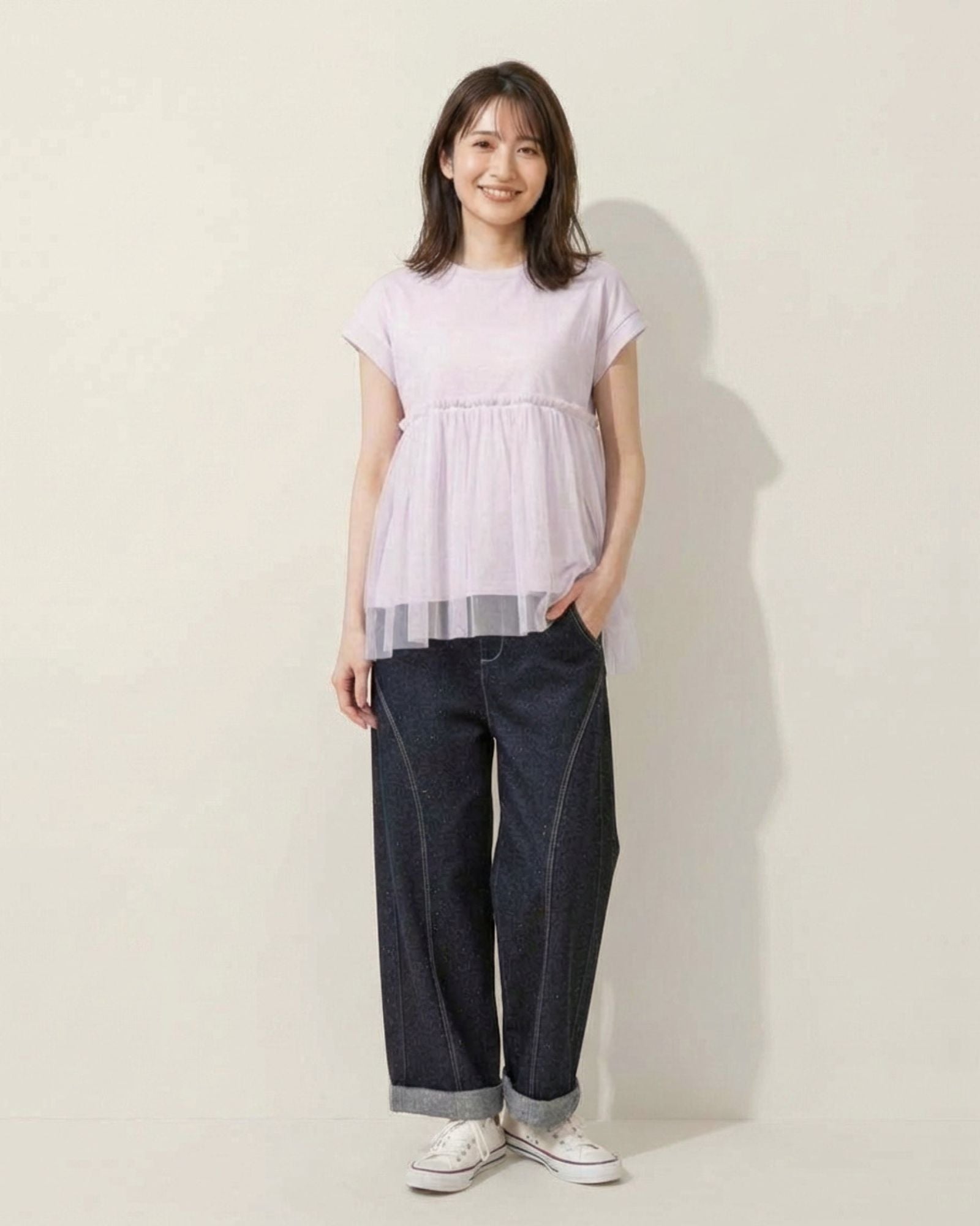 預購:飄逸紗質裙擺成人上衣