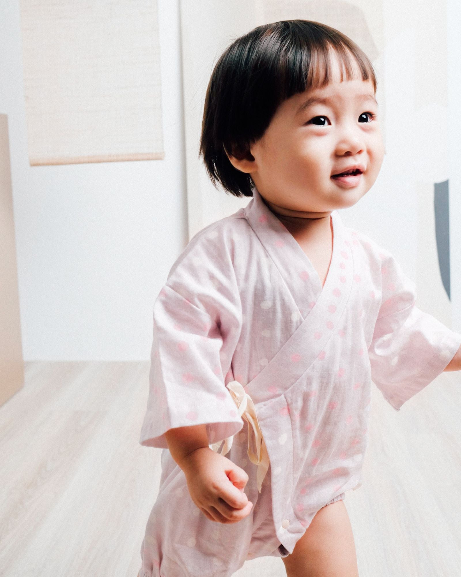 Pink-a-Dot Watercolor Baby Kimono