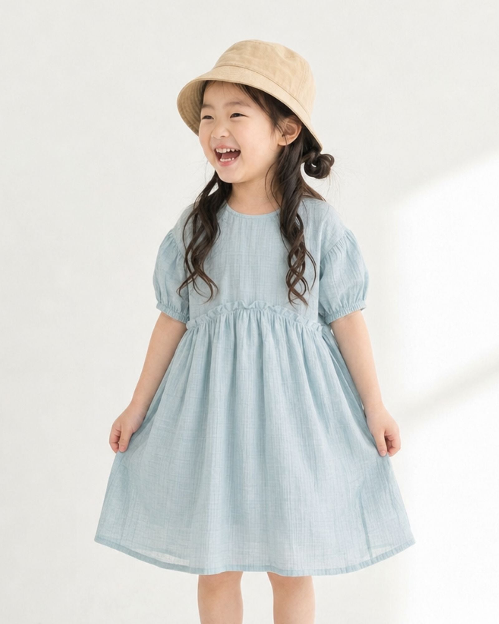 Pre-order: Breeze Reversible Girls Dress - Sky