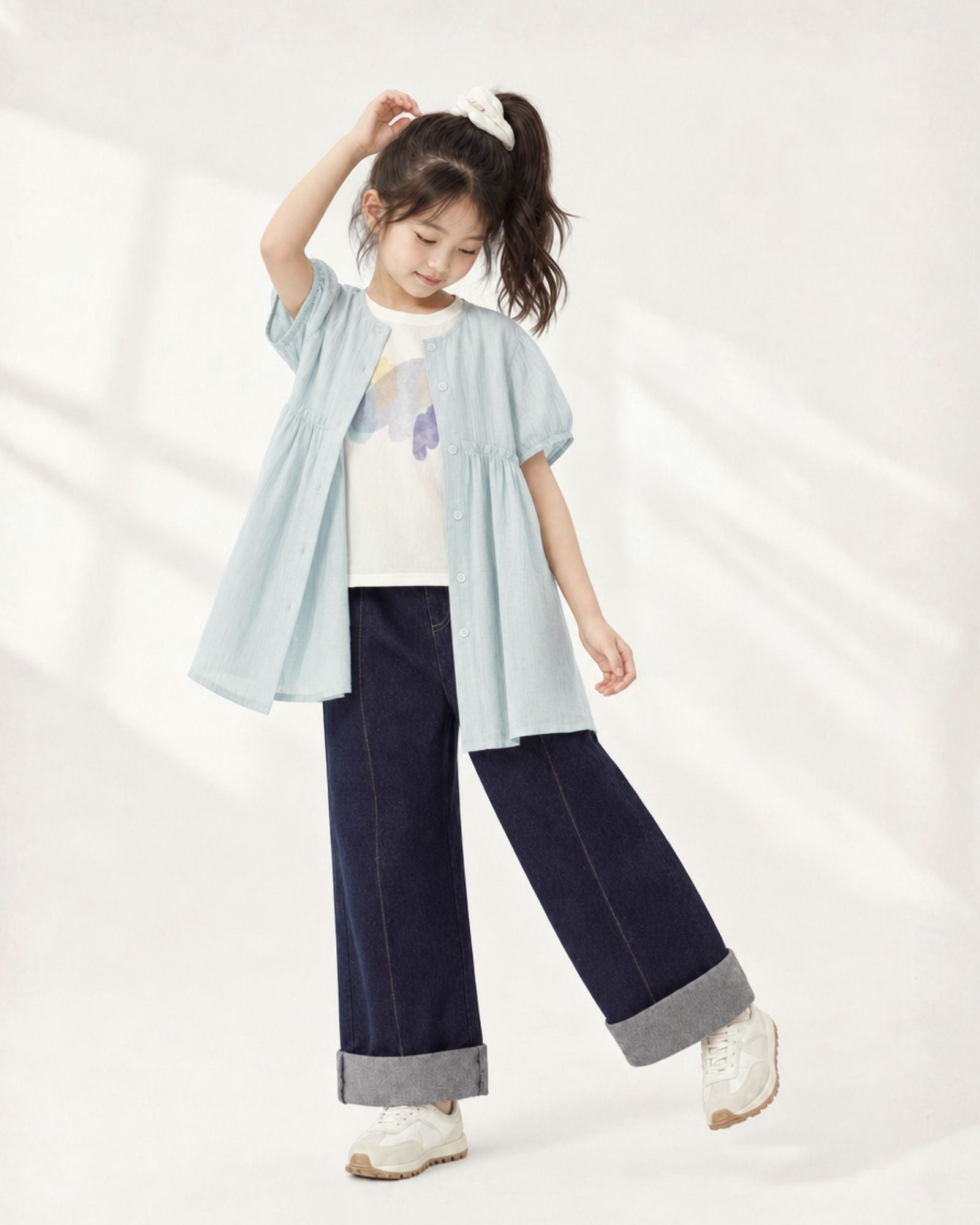 Pre-order: Breeze Reversible Girls Dress - Sky