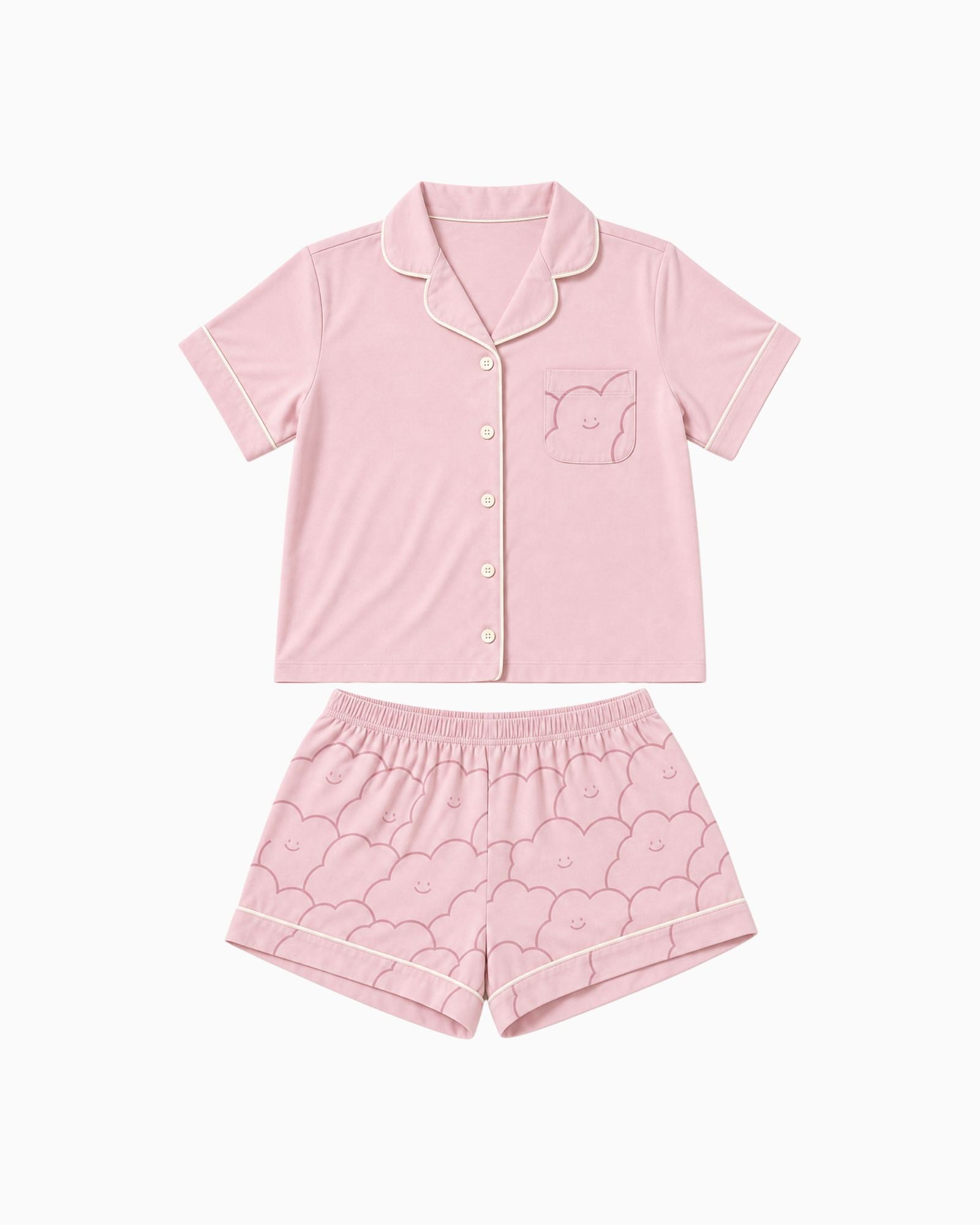 Pre-order: Kids Cloud Collar Lounge Set – Strawberry Milk