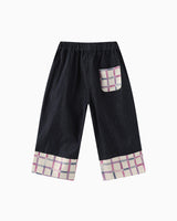 Checkered Denim Full Length Pants
