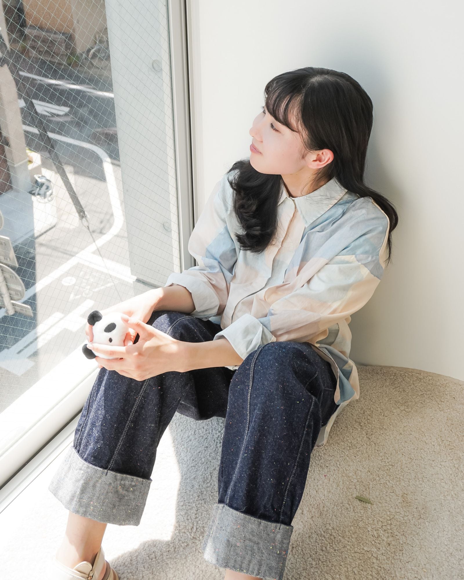 Sunlit Sparks Oversized Moms Collar Shirt