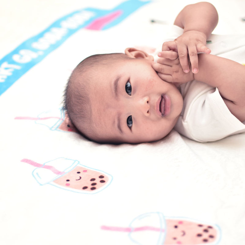 Fleece Milestone Blanket - You Make My Heart Go Boba Boba