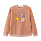 Mom Sweatshirt, Flower buttons, 100% Japanese Cotton