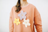 Mom Sweatshirt, Flower buttons, 100% Japanese Cotton