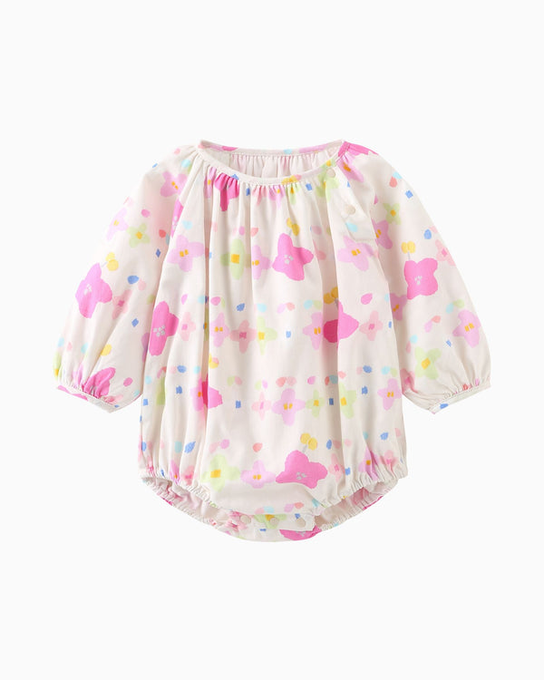Pink Floral Baby Puffy Onesie