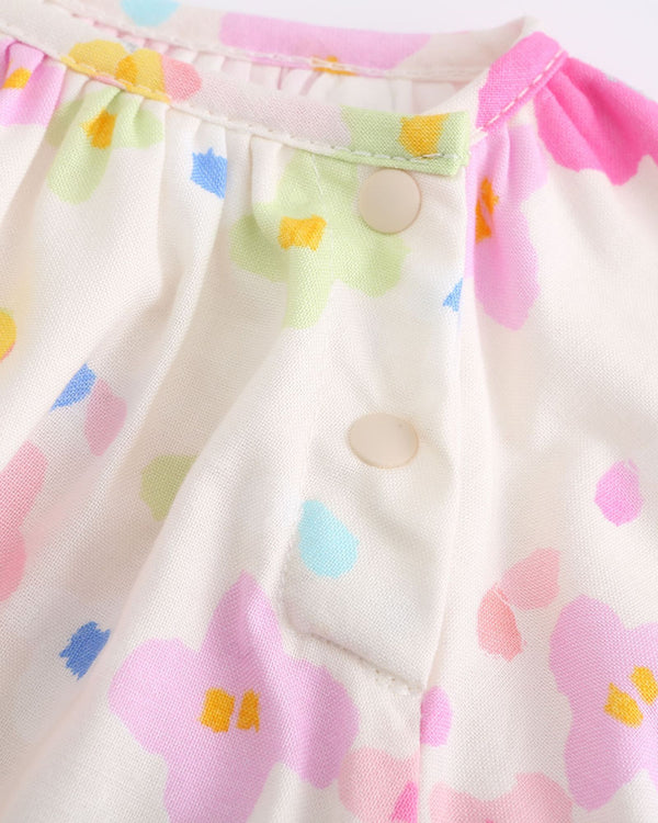 Pink Floral Baby Puffy Onesie